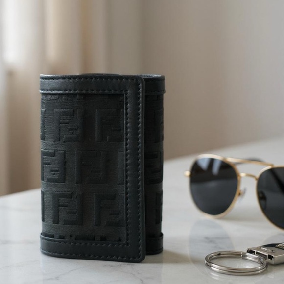 Fendi Handbags - Fendi Black Zucca Key Case